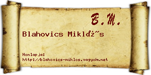 Blahovics Miklós névjegykártya